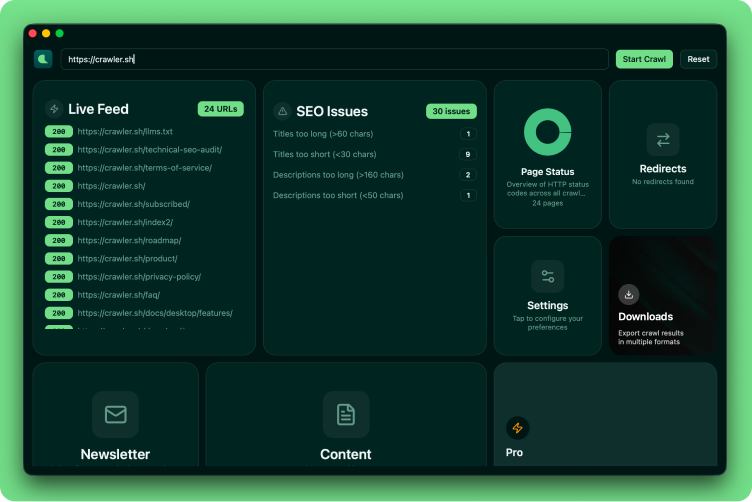 crawler.sh desktop app overview